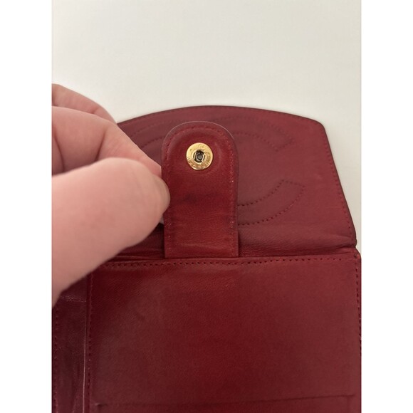 CHANEL Vintage Authentic Leather Timeless CC Wallet Red Flap Snap Closure - Picture 7 of 16